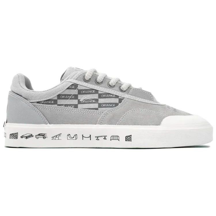 Li Ning 50/50 Trendy Casual Low-Top Skate Shoes Limited Edition Men Sneakers Gray White AECS045-4
