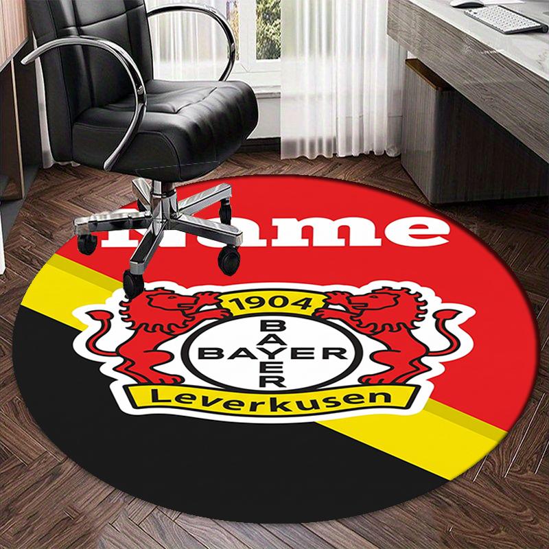 Custom Name Bayer Leverkusen Printed Round Rug Carpet Chair Rug Area Rug Entryway Doormats,for Office Chair Living Room Bedroom Kitchen Room.