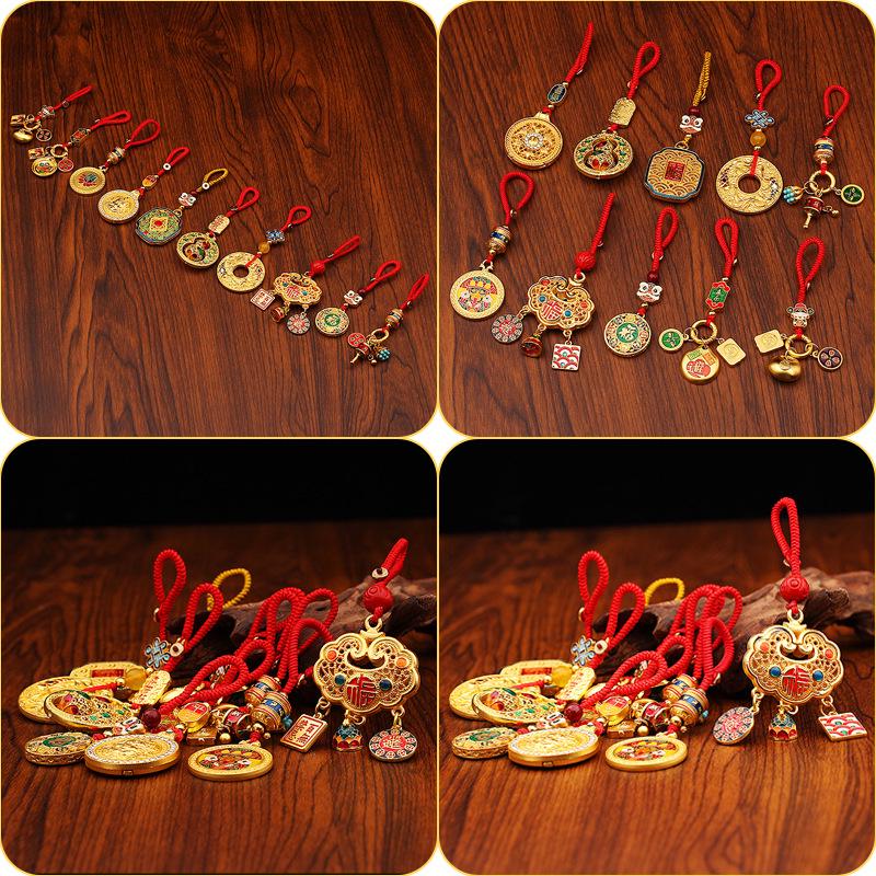 Gold Sand Zakiram Fu Pendant: Wealth & Fortune Bag Keyring for Peace, Joy, Happiness