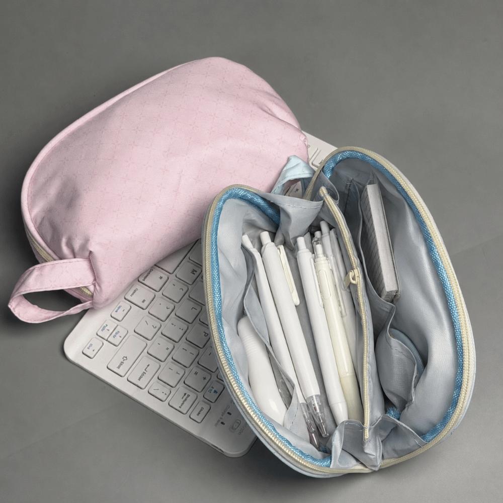 Polka Dot Pattern Pen Bag Handheld Design Stationery Bag Portable Pencil Case  Students Gift