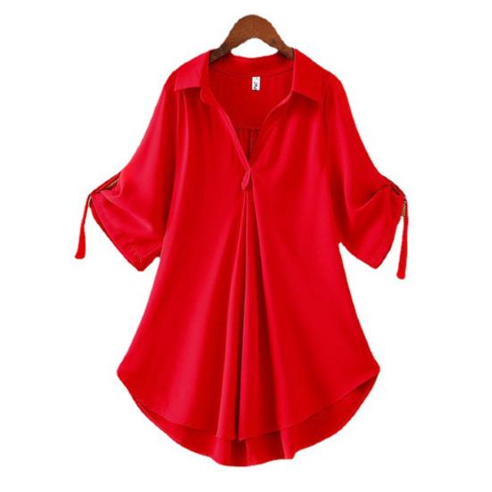 Женские топы, сплошной цвет, крутая повседневная женская свободная блузка с V-образным вырезом для покупок