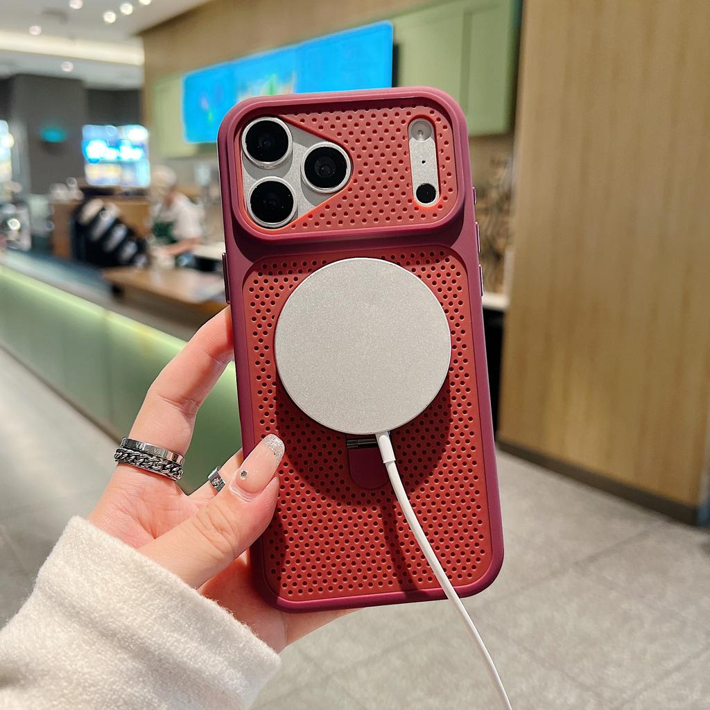 Полый шестиугольный теплоотвод подходит для iPhone17PROMAX двухцветный магнитный кронштейн чехол для мобильного телефона Apple 16 жесткий чехол 15