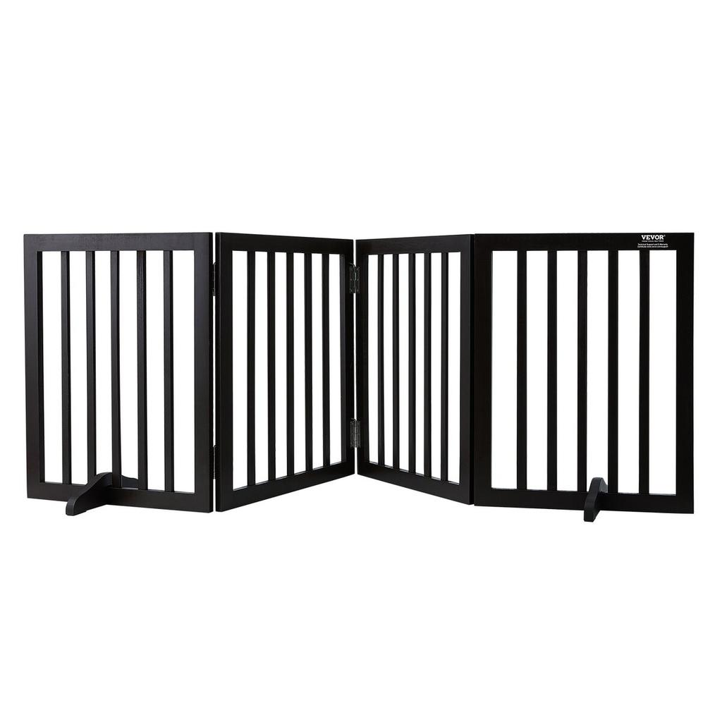 Free Standing Dog Gate, 24" H x 80.3" W Freestanding Pet Gate, 4 Panels Foldable Dog Gate for Wide and Narrow Passageways, Expandable Dog Barrier with