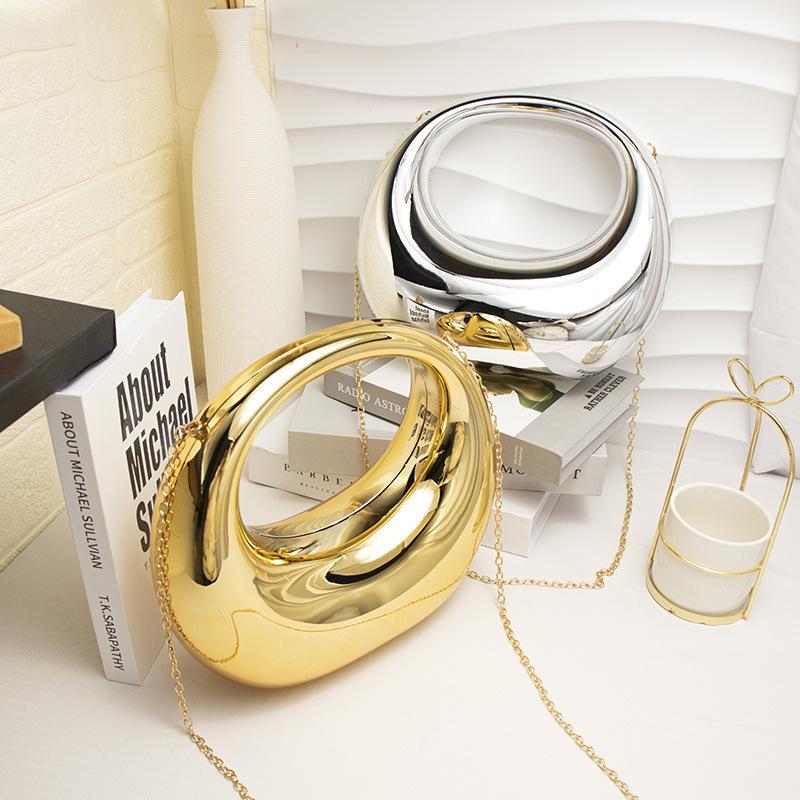 European And American Acrylic Metal Texture Bag, High-End Simple Celebrity Dinner Handbag