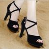 2019 Summer New Women's Heel Sandals Thin Heel One-word Buckle Trendy Fashion Versatile Women's Shoes