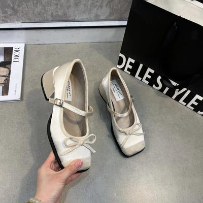 Модные Горячие Продажи 2025 Дизайнерские Новые Туфли Мэри Джейн Женские Туфли на Высоком Каблуке Женские Туфли-Лодочки Женские Туфли с Бантом на Квадратном Каблуке Женские Туфли на Толстом Каблуке Zapato