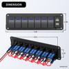 Панель переключателей DaierTek 7 Gang Rocker Switch Panel Marine Boat Switch Panel Waterproof с зарядным устройством USB и вольтметром для вертикального грузовика UTV