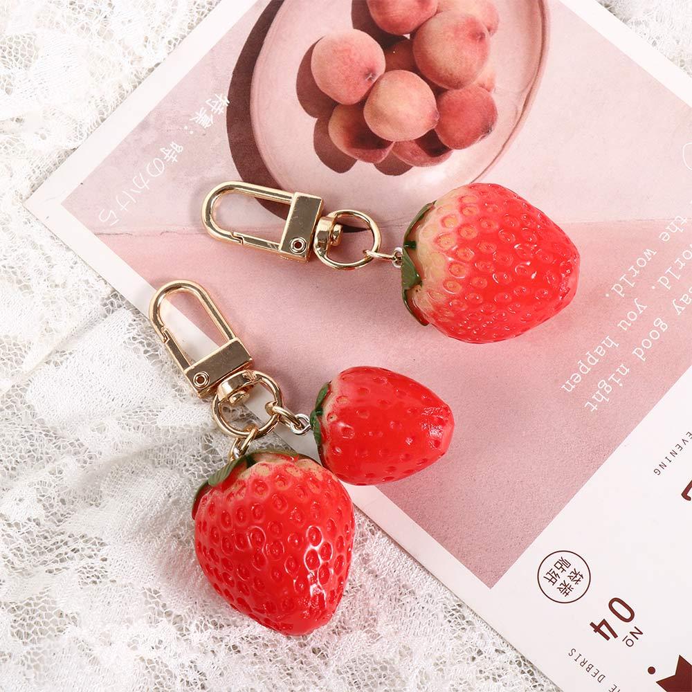 Holder Simulation Fruit Interior Accessories Keyrings Strawberry Keychain Jewelry Gift Bell KeyRing
