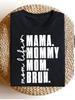 TShirt with Mama Mommy Mom Bruh Humorous Graphic Casual Crew Neck Short Sleeve Slight Stretch Letter Print Top for Summe