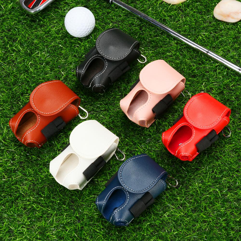Colorful Pouch PU Leather Golf Ball Bag Golf TEE Case Storage Waist Holder