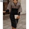 Women's Fashion Autumn Winter Long Sleeve V-Neck Casual Dresses