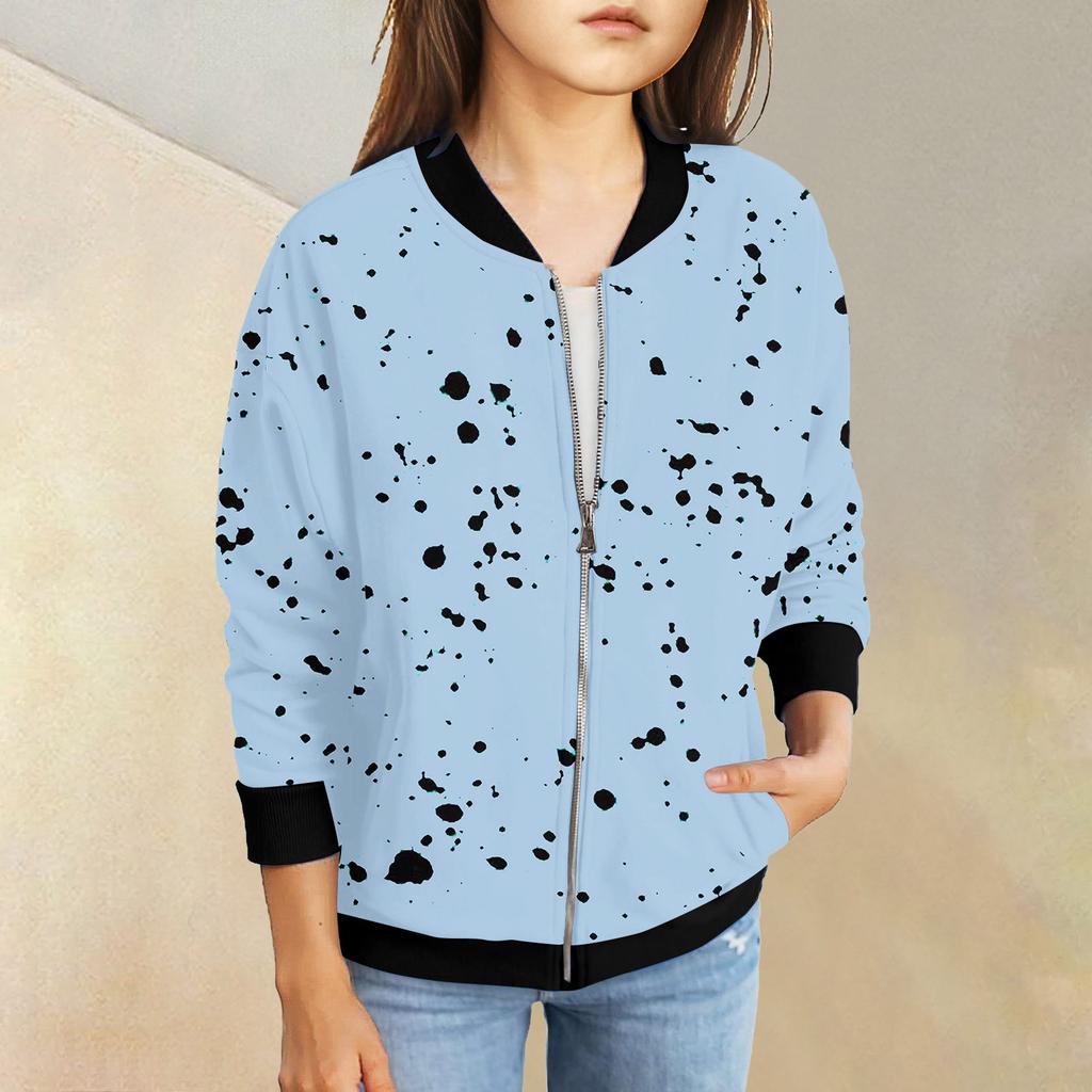 Куртки на молнии для девочек, детские осенние толстовки с длинными рукавами, верхняя одежда с карманами 5-15 лет