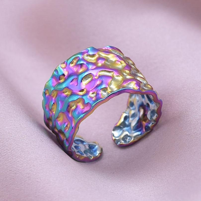 Массивное Неровное Широкое Кольцо Открытое Кольцо из Нержавеющей Стали Для Женщин Мужчин Аксессуары Индийские Украшения Винтажное Кольцо на Палец Bague Femme Подарок