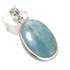 Aquamarine Gemstone Handmade 925 Sterling Silver Jewelry Pendant 2.01" B6w74