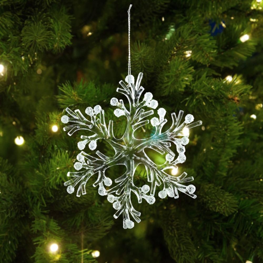 Clear Crystal Christmas Tree Pendants Acrylic Snowflake Piece Xmas Tree Hanging Ornaments  Home