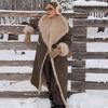Faux Fur Long Trench Coat for Women Reversible Fuzzy Fleece Sherpa Lined Jackets Winter Furry Trimmed Casual Overcoat