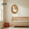 Safe Rounded Corner Wall Decor Rustic Wooden Stickers, Nordic Rabbit Goose Decor, Cute Style Art Animal for Kids Bedroom Nursery