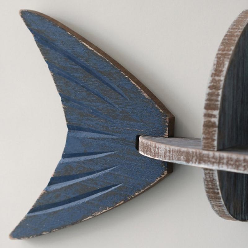 Фермерские дома Синее Дерево Рыба Настенное Искусство Подвесная Полка с Античной Отделкой для Дома у Озера Кабинет Ванная Комната Органайзеры для Хранения