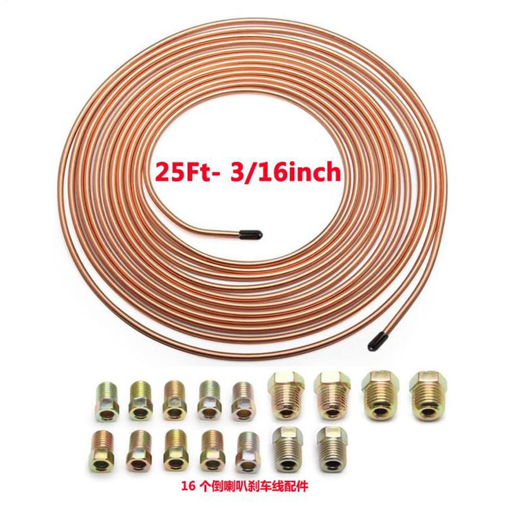 3/16 Brake Line 3/16 Coated Alloy 25Ft Brake Line Fitting Kit Anti-Rust Fittings Connector Set Car Repair Tool For Braking
