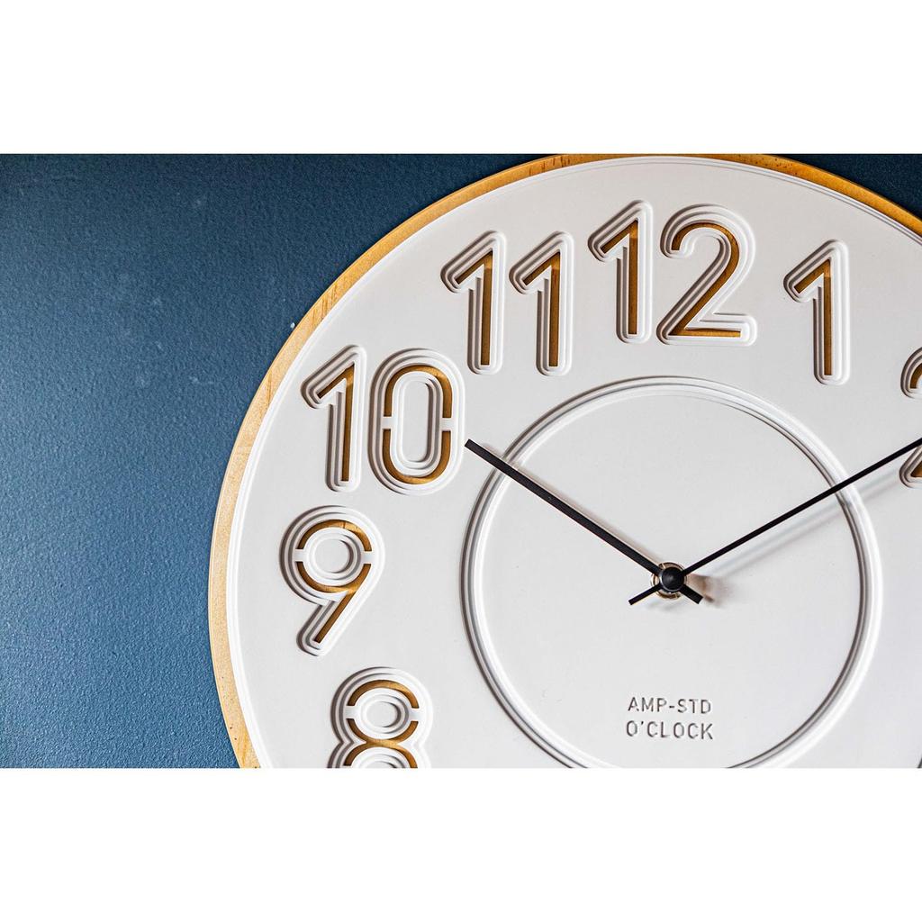 AMPERSAND FACTORY Wooden Wall Nordic Clock, Style, Quiet, Stylish, Glassless, Sweep-Mounted (AMP-C039)