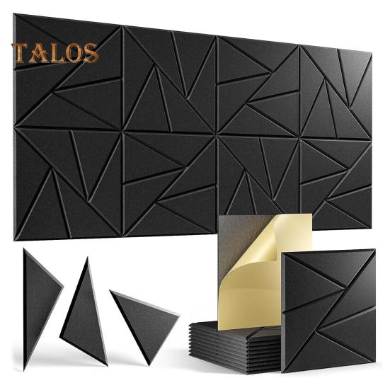 12 шт. звукоизоляционная стеновая панель самоклеящаяся звукопоглощающая высокоплотная толстая акустическая пенная панель шумоподавляющая настенная декоративная плитка