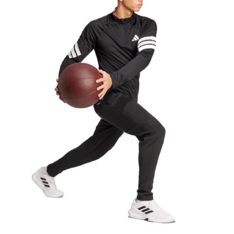 adidas SS25 Sports Leisure Series Удобная мягкая облегающая футболка с длинным рукавом для мужчин, черные JW7567
