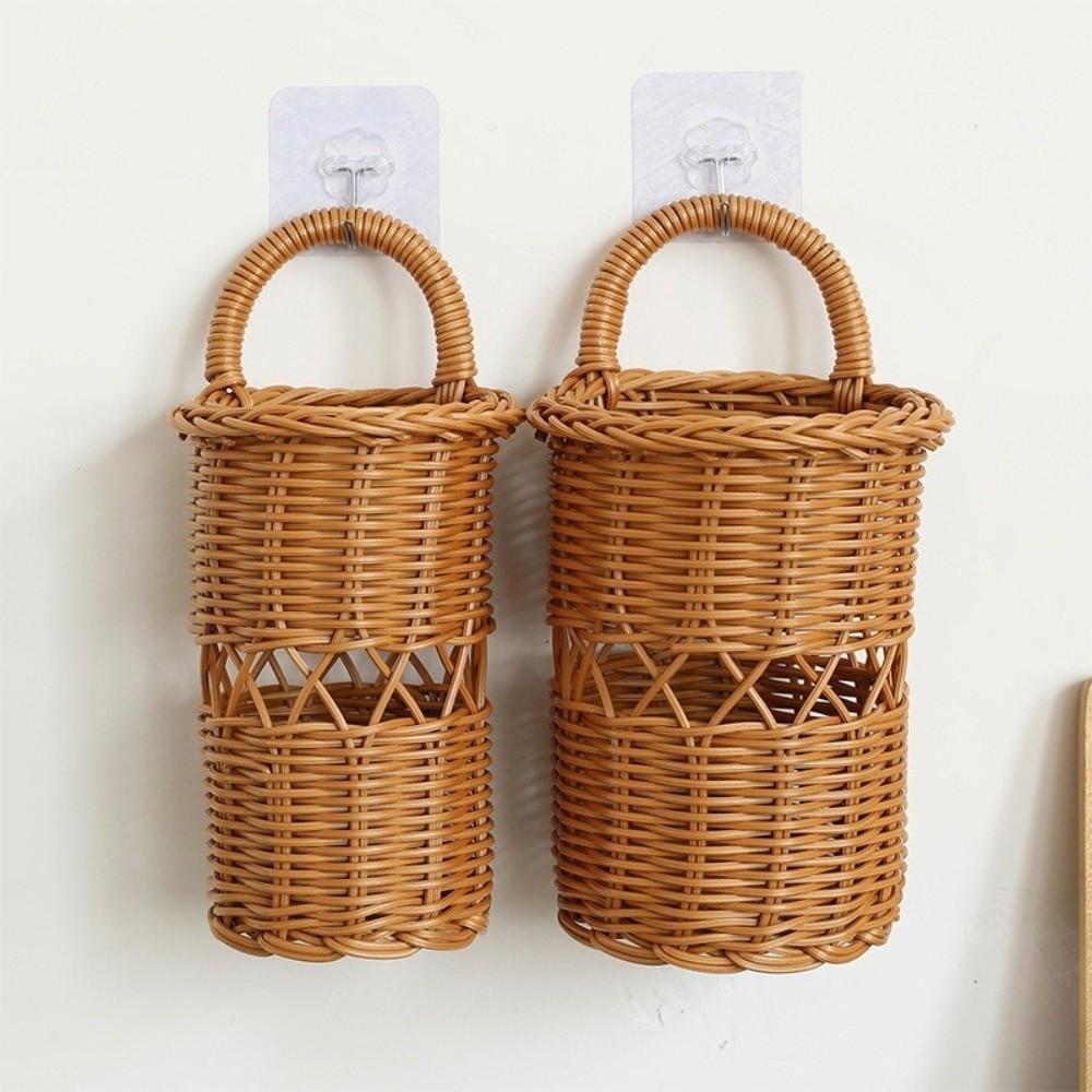 Rustic Style Wall Mounted Storage Basket Handwoven Fruit Vegetable Basket Home Decoration