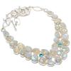 Rainbow Moonstone,Blue Topaz Gemstone Handmade 925 Silver Jewelry Necklace 18" JCN409-114
