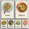 Постер Мировая кухня Эстетика Пицца Рамен Еда Настенное искусство Мурал Кавайная комната Декор Украшение для дома Кухня Ретро Холст Живопись