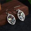 Charm gift Chic Hook Dangle Multi-Gemstone Ear Stud Rainbow Moonstone Earrings Leaf