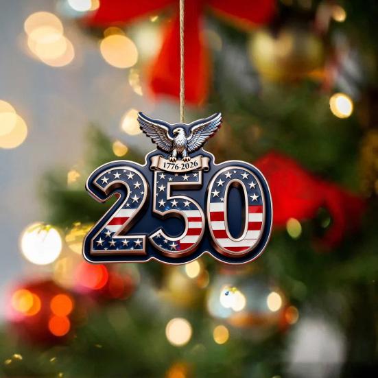 4Pcs/Set America 250th Anniversary Decoration 2D Flat Acrylic Pendant 1776 To 2026 Commemorative Hanging Ornament for Xmas Tree Door Car