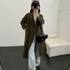 2025 Autumn/Winter Grey Mid-Length Double-Faced Wool Coat: Loose Hand-Stitched Korean Style Women's Overcoat