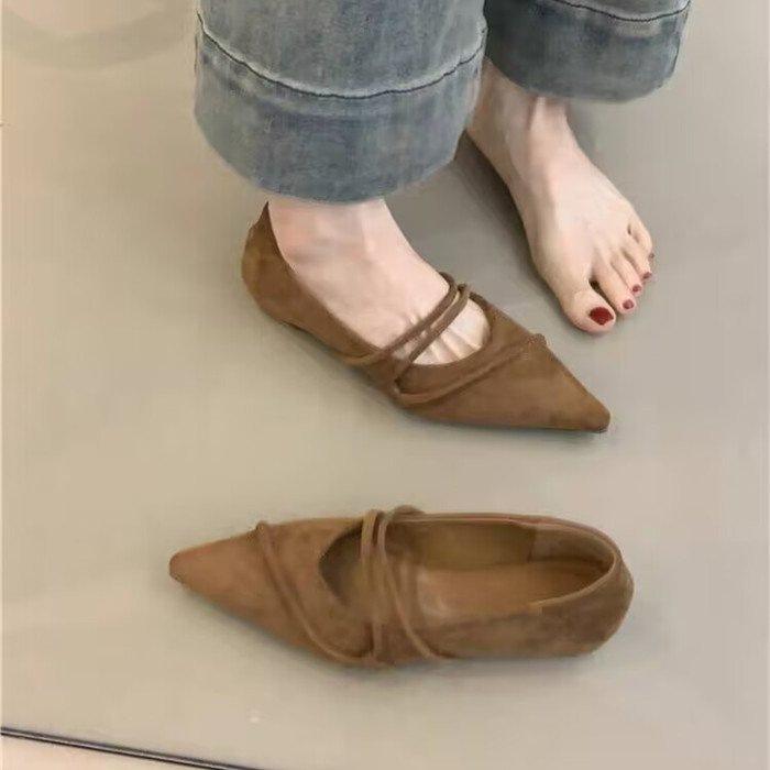 Retro Word with Pointed Mary Jane Women's Shoes Summer 2025 New Shallow Temperament French Ballet Shoes