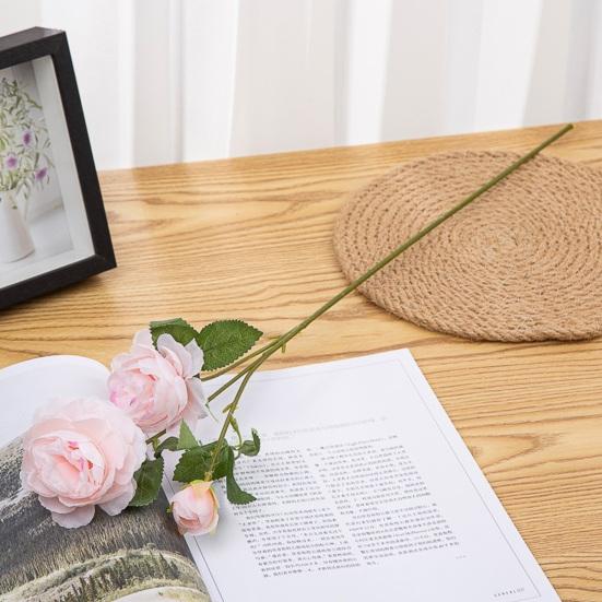 3 ветки, 2 большие головки, 1 маленький бутон. Искусственный пион. Реалистичные зеленые листья. Неувядшие листья. Центральная часть стола. Искусственный цветок. Свадебный декор.