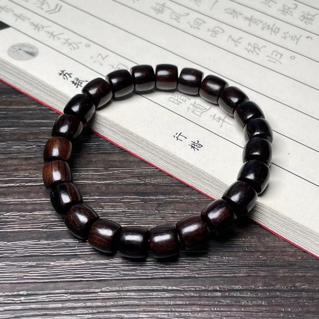 Браслет из этнического стиля из зеленого сандала с прямыми бочкообразными бусинами, ручной работы, бутик, маленький браслет из сандала, мужской и женский, Вэньвань, в один оборот