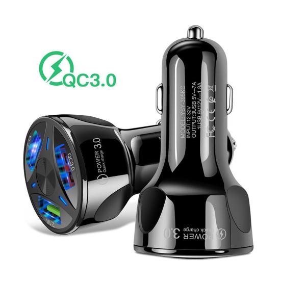 Автомобильное зарядное устройство с быстрой зарядкой QC3.0, адаптер USB-зарядки 3-в-1 для мобильных телефонов