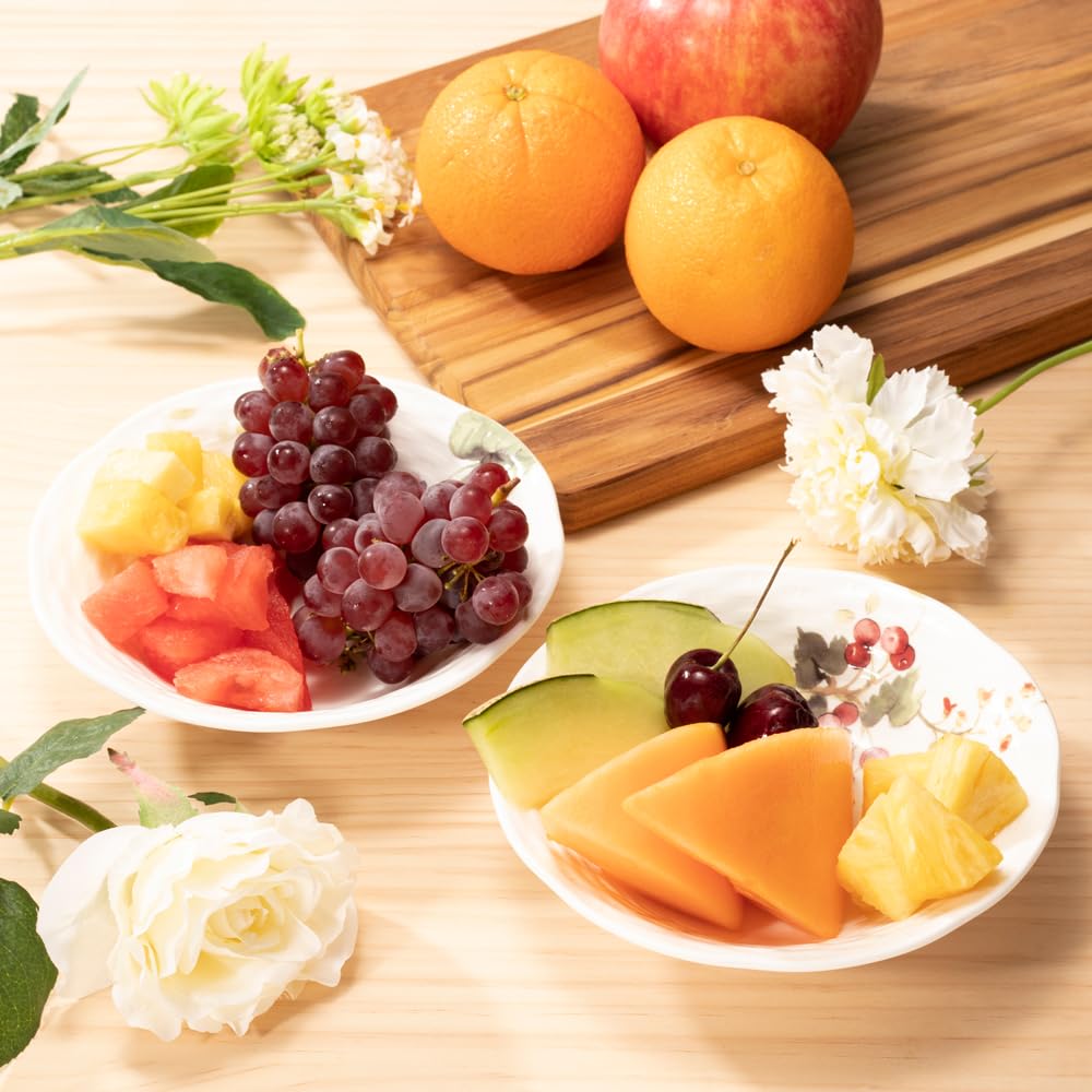 Набор тарелок NARUMI Bowl Lucy Garden 16 см с узором из ягод, набор из 5 стильных рельефных тарелок, подарок на свадьбу, можно разогревать в микроволновке, можно мыть в посудомоечной машине, подарочная коробка