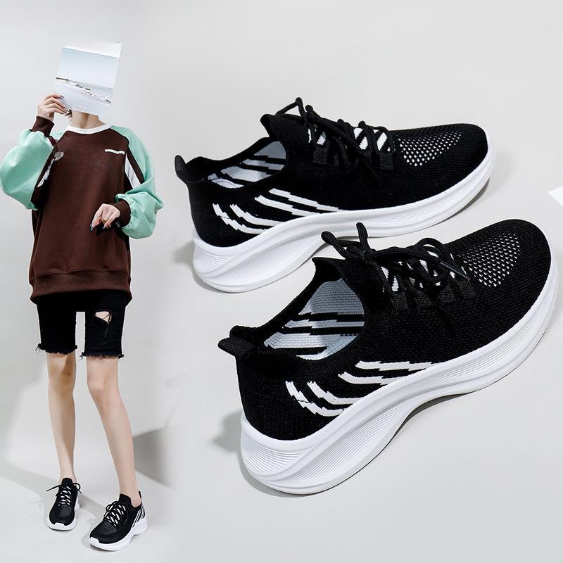 Women's Lightweight Breathable Sneakers Knitted Non Slip Running Walking Shoes Lace Up Casual Comfortable Sport Tennis Shoes for Women Gym Sneakers