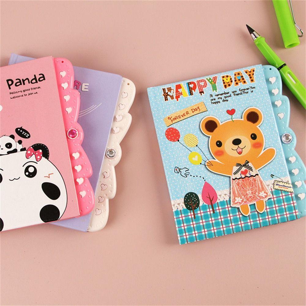 Stationery Cartoon Student Small with Lock Small Notebook Notepad Password Diary Password Notebook