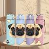 1PC Pug Dog Paw Bone Repeat Background 750ml Color Plastic Sports Water Bottle Leakproof Flip Straw Lid Suitable for Sports Office Home Use