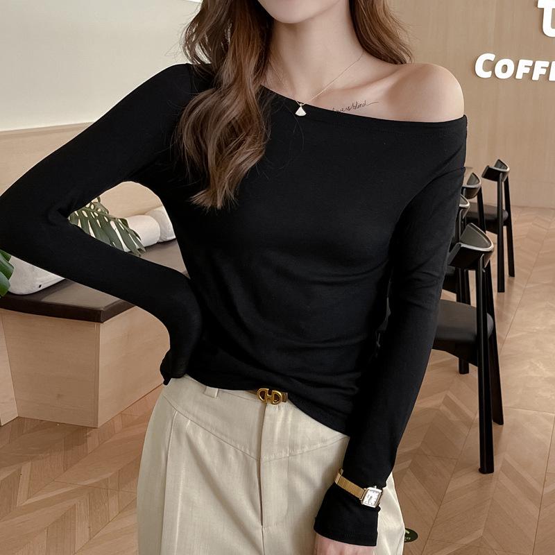 Женский топ-стрейч с открытыми плечами и длинными рукавами высшего качества