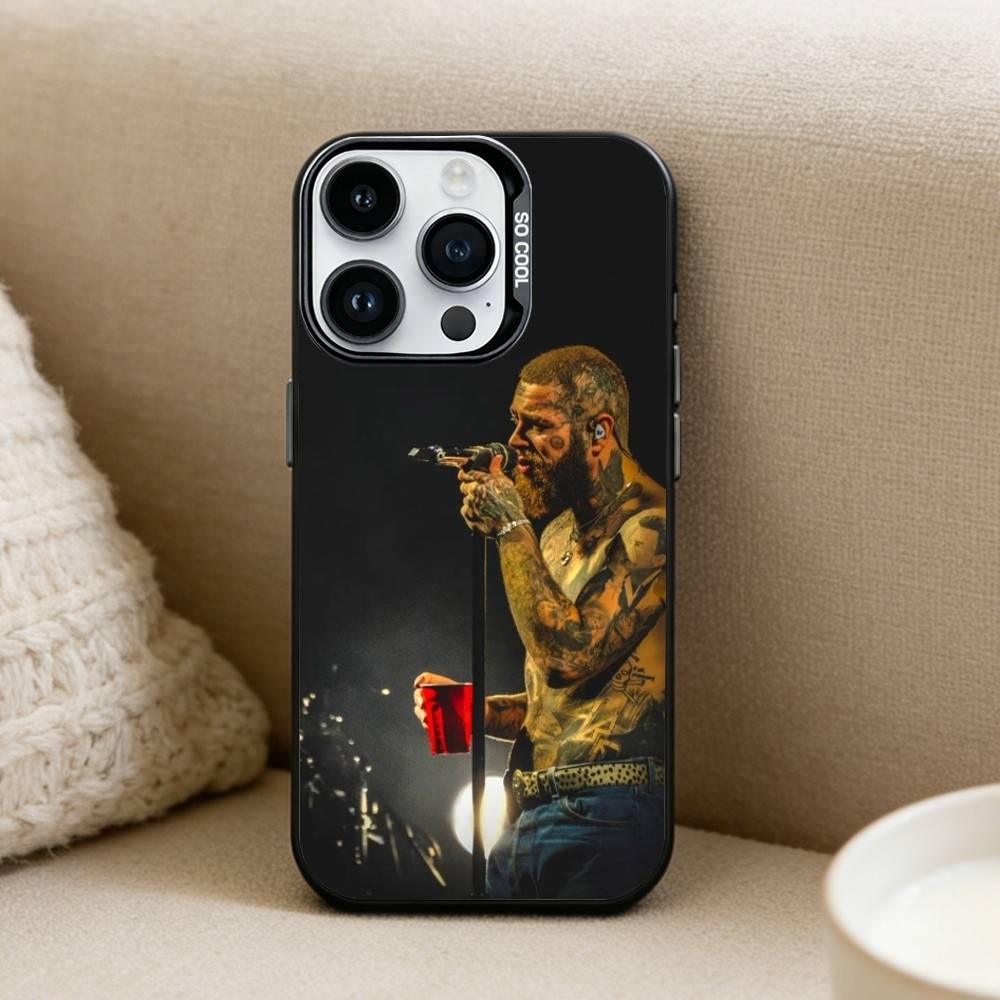 King P-Post M-Malone Phone Case For iPhone17, 16,15,14,13,12 Pro Max Black Candy Matte Shockproof Cover