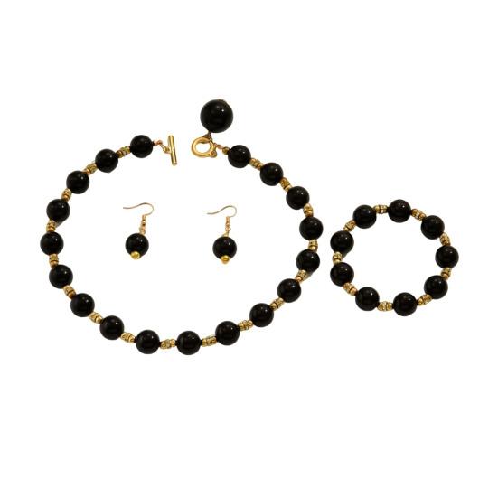 1Set Women Jewelry Set Faux Pearl Earrings Necklace Bracelet Contrast Color Rhinestone Decor Polished Prom Party Wedding Party Bride Jewelry