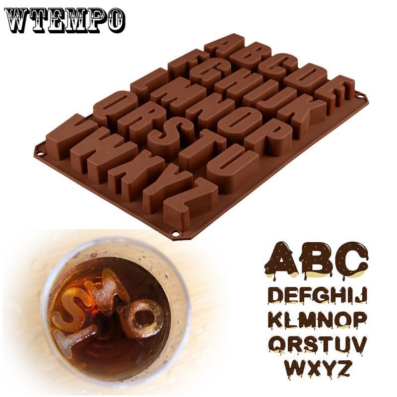 WTEMPO 1 шт., простая силиконовая форма для кофе, 26 полостей, форма для шоколадного льда, большая форма с буквами, форма для выпечки торта ручной работы, форма для холодного изготовления продуктов