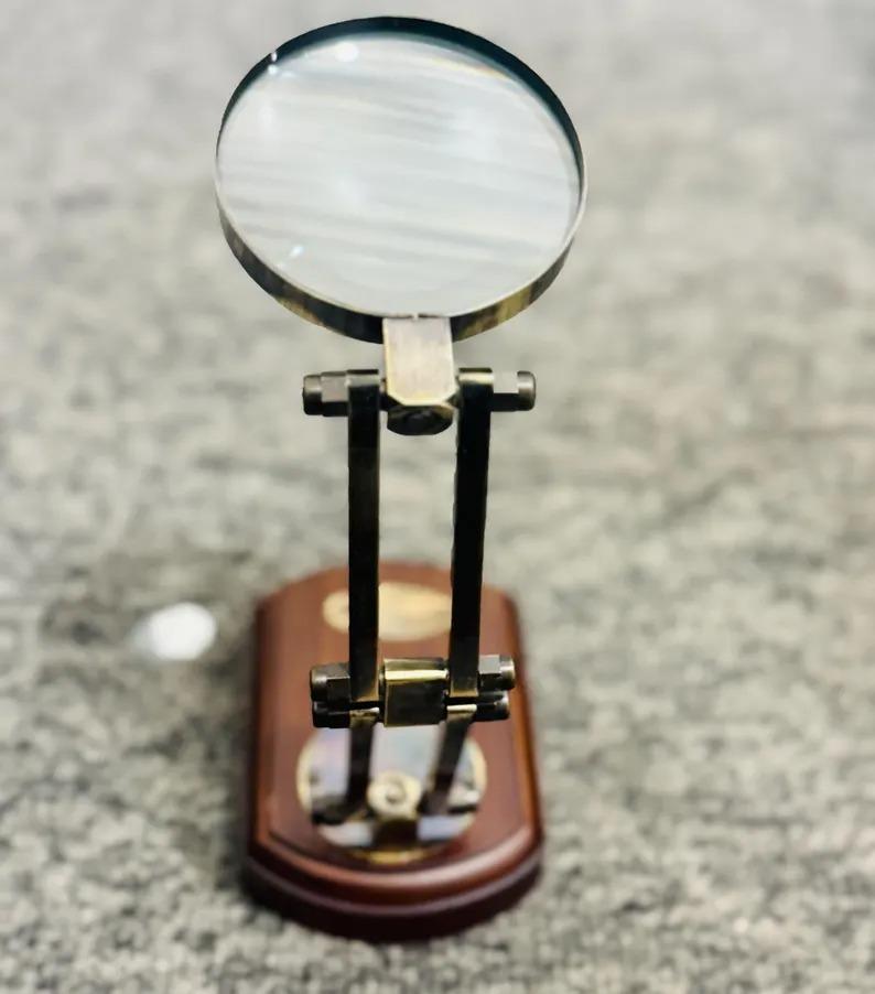 Vintage Table Decor Magnifier Nautical Antique Brass Adjustable Magnifying Glass