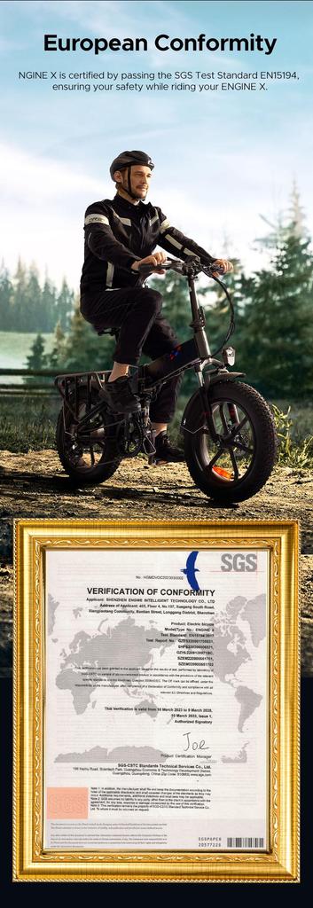 ENGWE ENGINE X 250W Electric Bike - 42km/h, 120km Range, 20" Fat Tire E-Bike with 7-Speed Gears