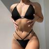 Сексуальные сплошные купальники бикини на шнуровке, набор из 2 предметов, женский раздельный купальник, пляжные бикини с высокой талией, новый летний купальник, набор бикини