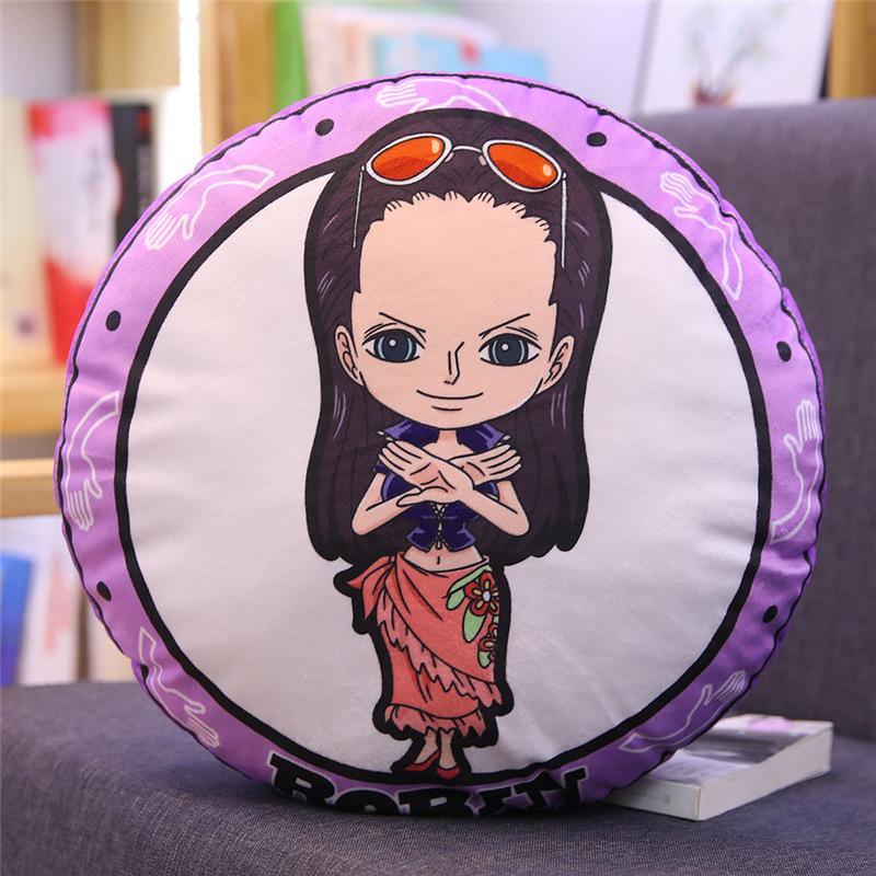 Новая круглая подушка One Piece Аниме Периферия Луффи Чоппер Двусторонняя печать Подушка для сна Подушка Декор для комнаты Дивана Подарок