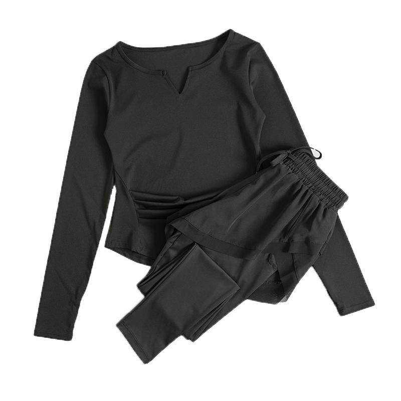 Женский быстросохнущий костюм для йоги 2024 года: Осенне-зимняя спортивная одежда для бега, пилатеса и фитнеса