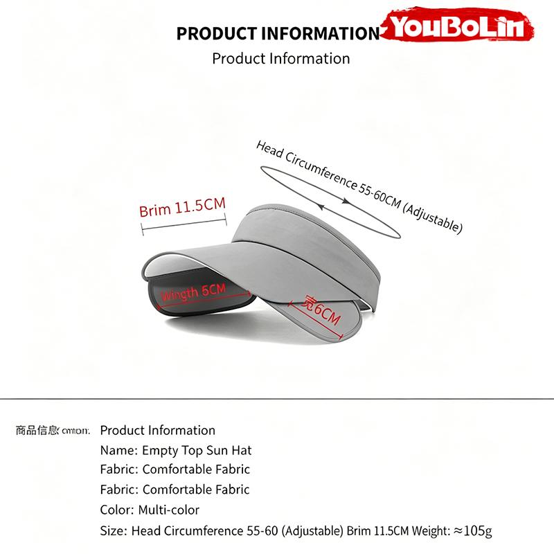 Adjustable Brim Sun Hat for Men & Women UV Protection Solid Color Summer Cap Outdoor Sports Commute Hat